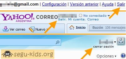 Opción Salir en los webmails